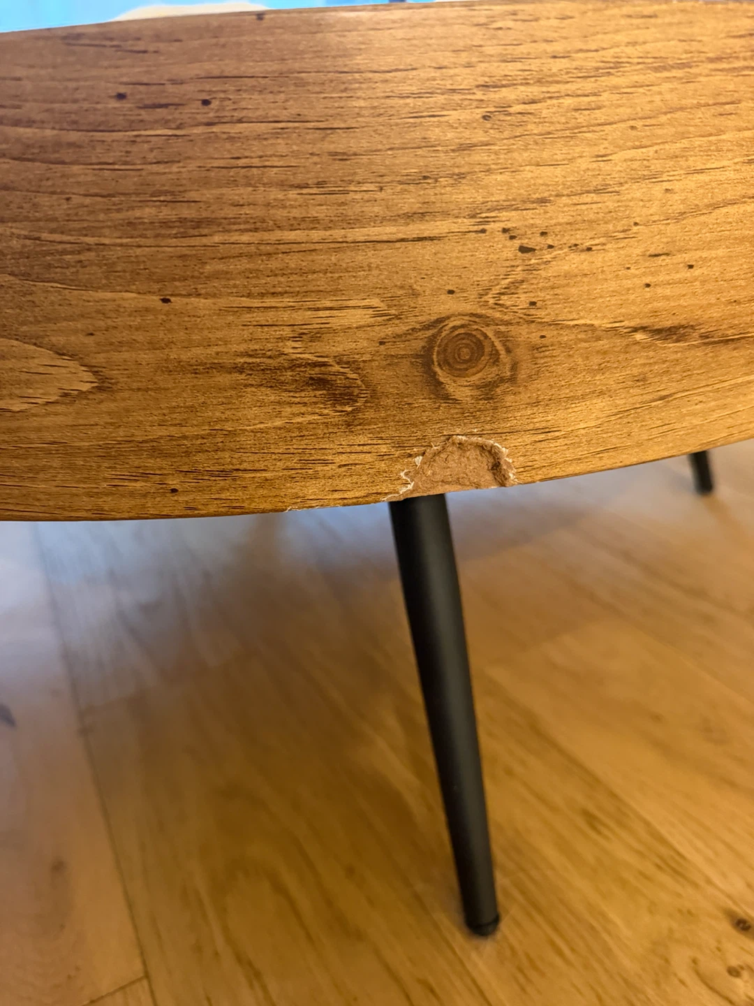 Round Wood Coffee Table with Metal Legs - photo 4
