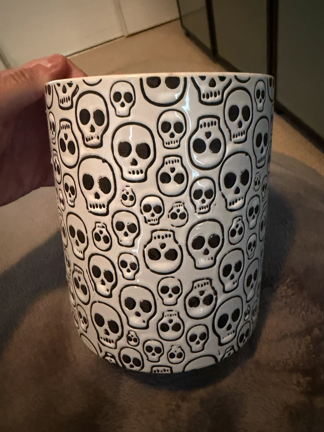 Ceramic Skull Print Planter Pot