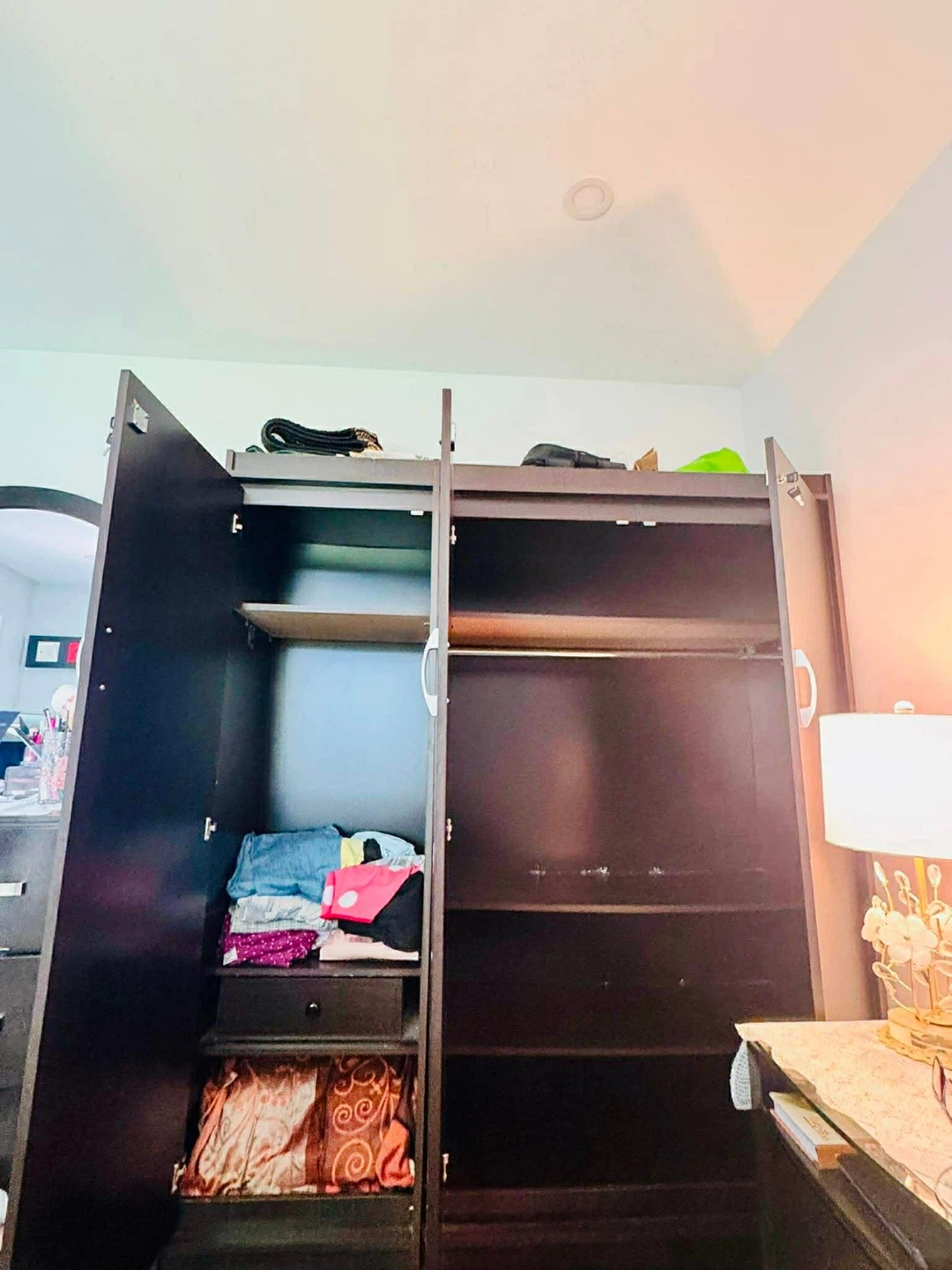 Dark Brown Wardrobe with Mirrored Doors - photo 2