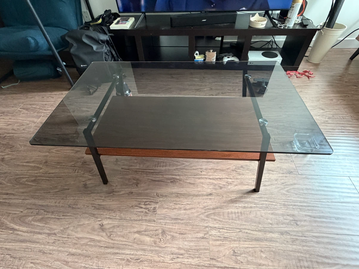 Glass and Wood Coffee Table