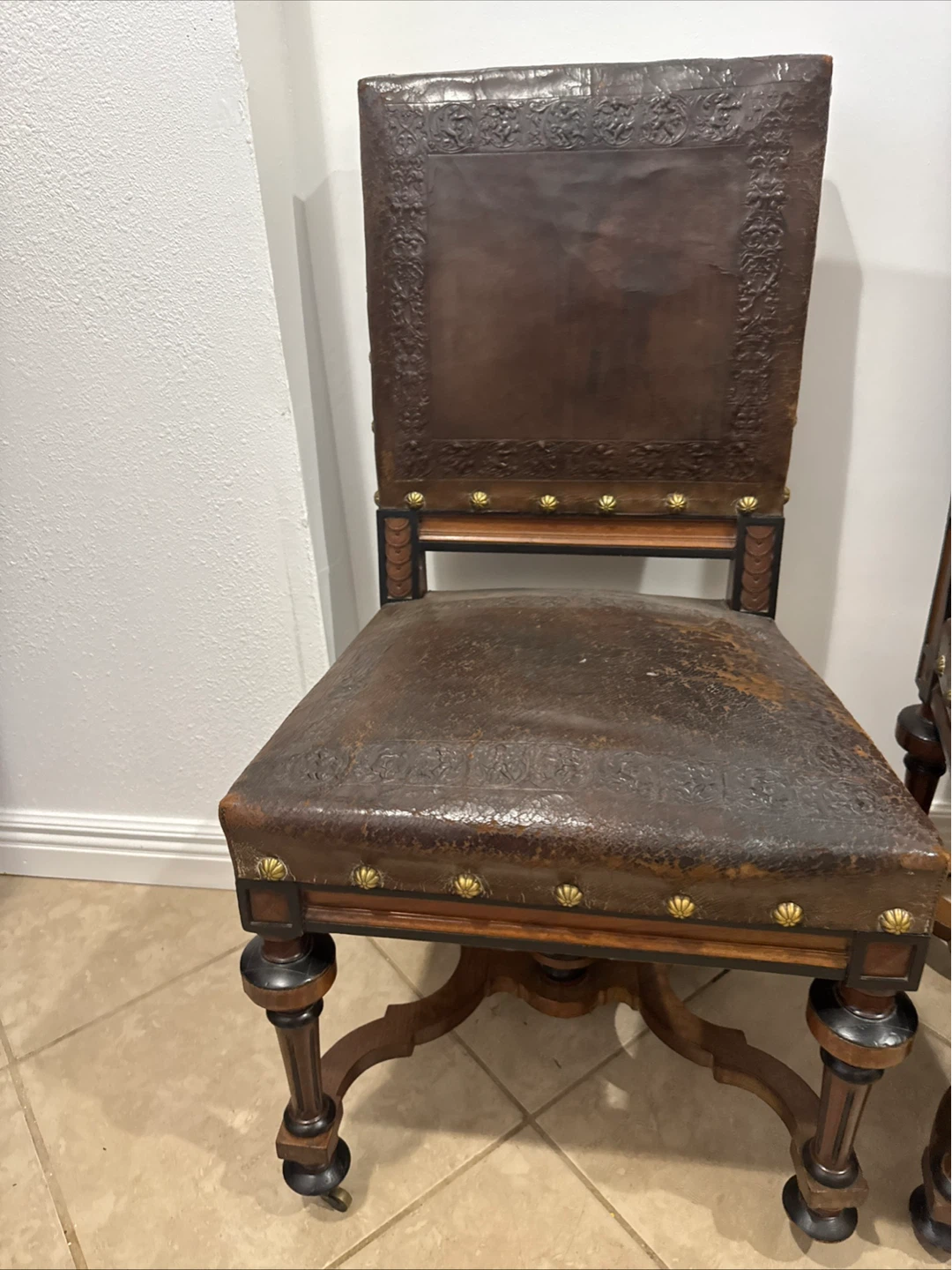 Vintage Leather Dining Chairs (Set of 3) - photo 2