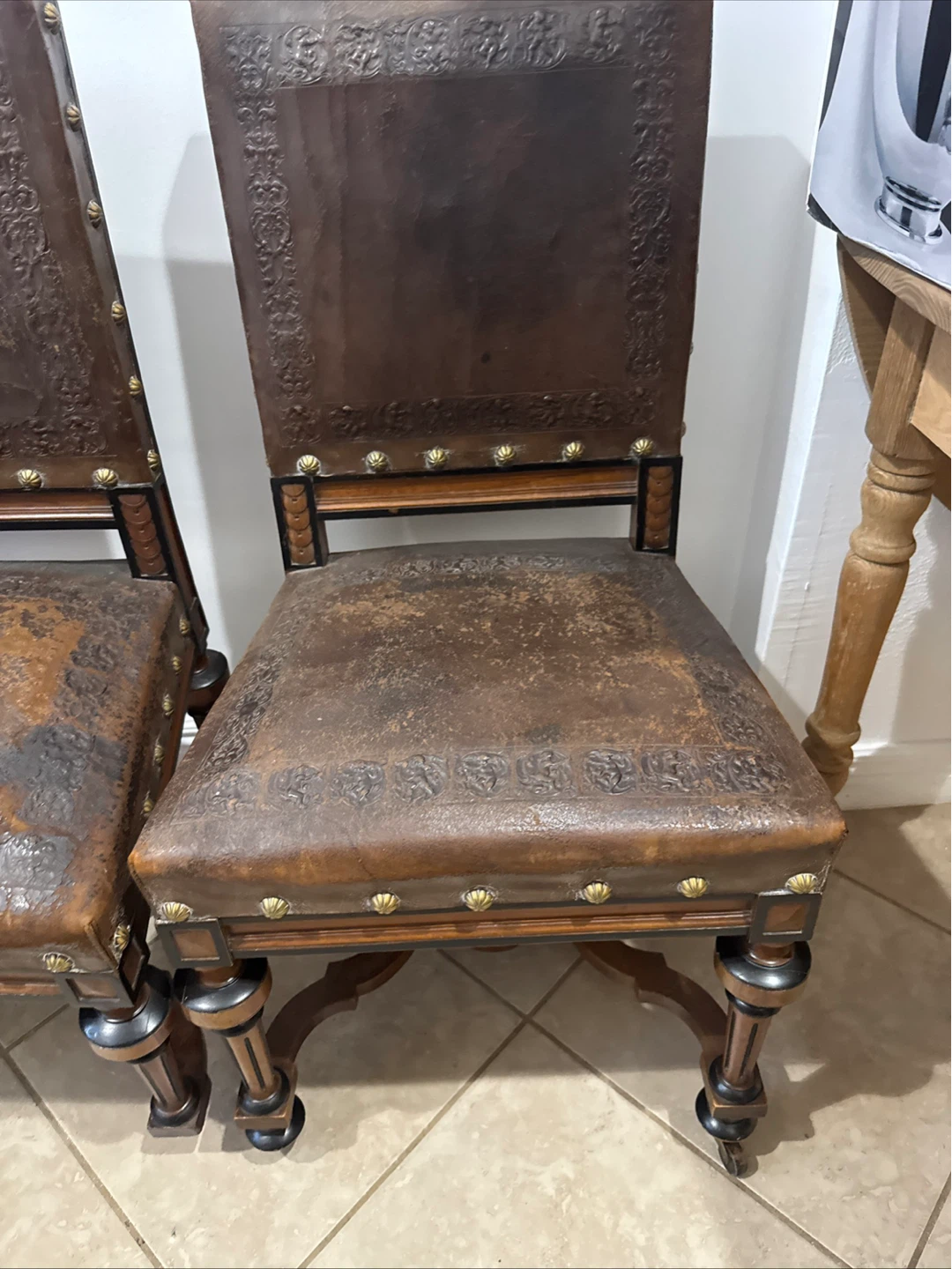 Vintage Leather Dining Chairs (Set of 3) - photo 4