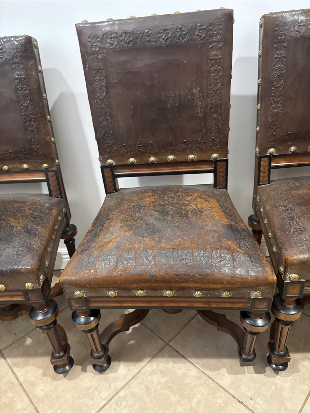 Vintage Leather Dining Chairs (Set of 3) - photo 3