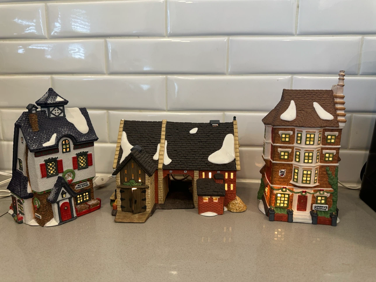 Set of 3 Light-Up Christmas Village Houses - photo 2