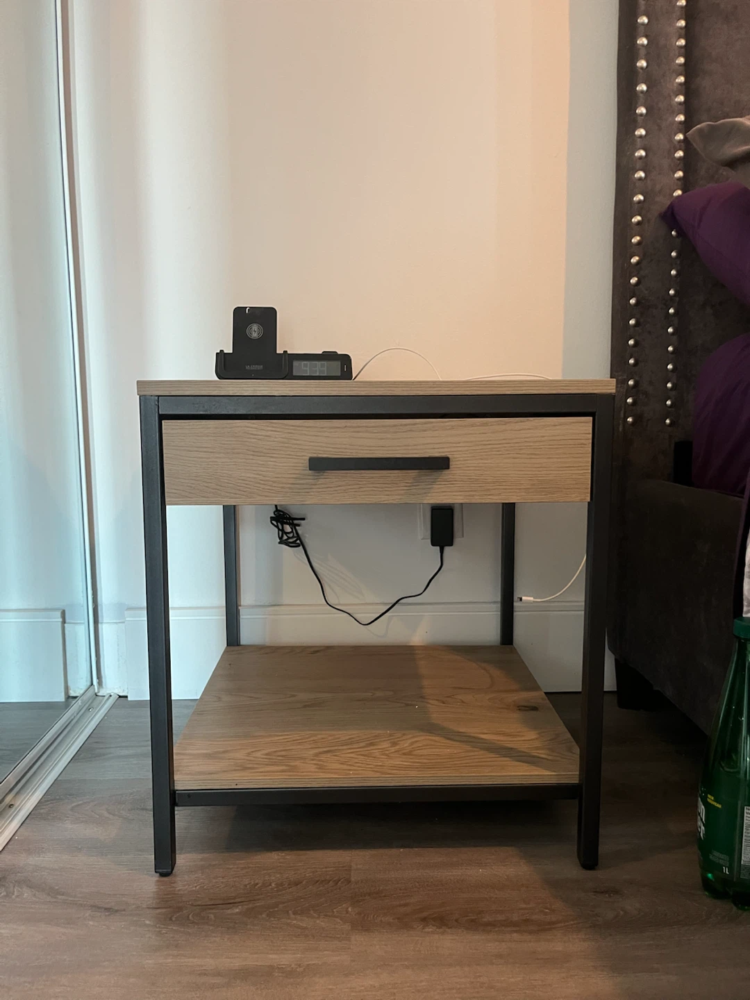 Wooden Nightstand with Drawer - photo 2