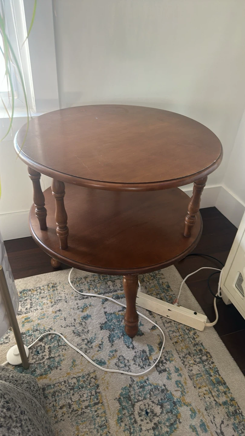 Two-Tiered Wooden Round Accent Table