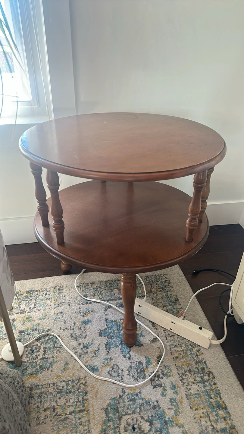 Two-Tiered Wooden Round Accent Table - photo 5
