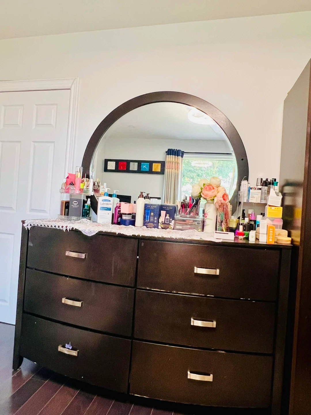 Dark Brown Dresser with Mirror