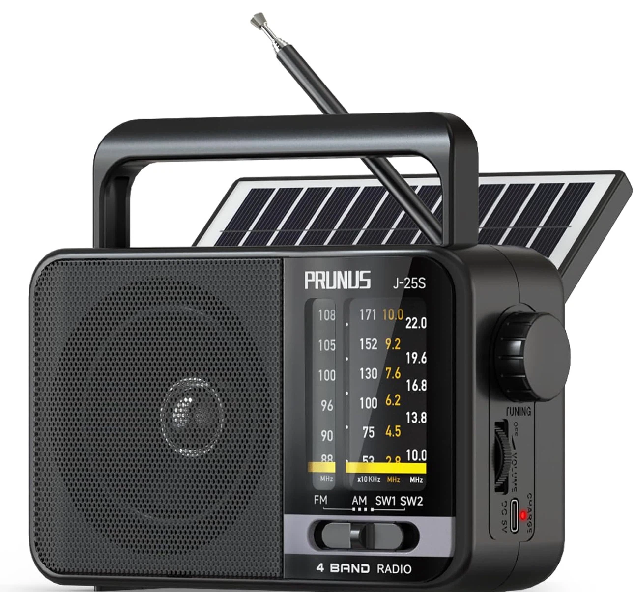 Portable Radio AM FM with Solar, Battery and USB Charging