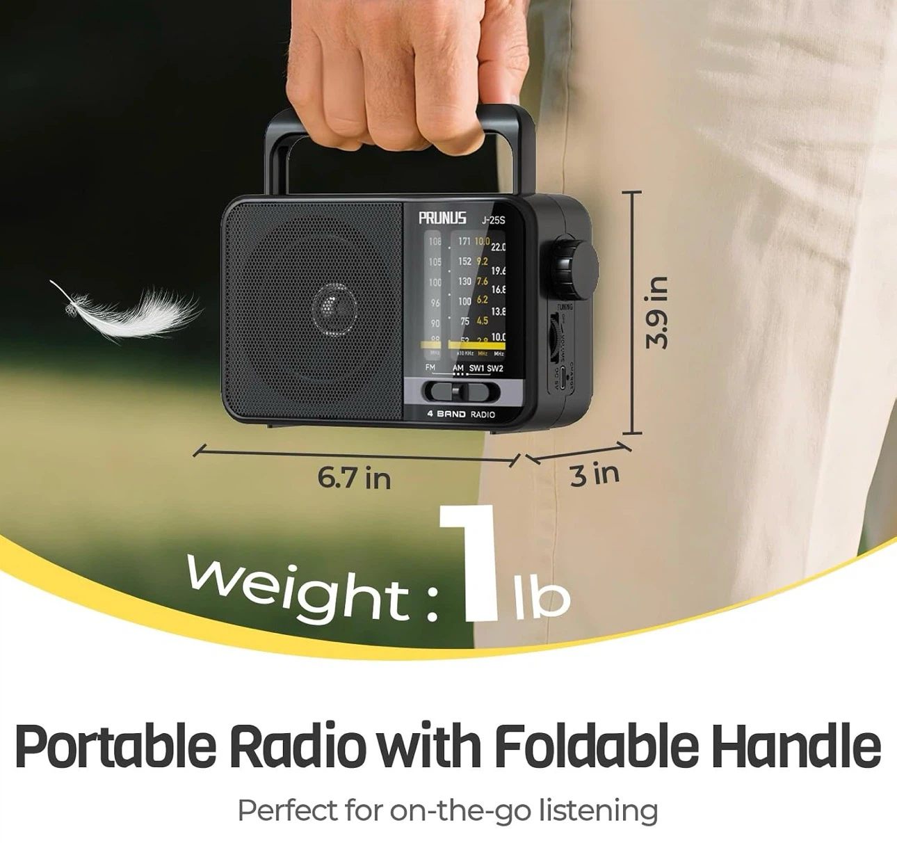 Portable Radio AM FM with Solar, Battery and USB Charging - photo 3