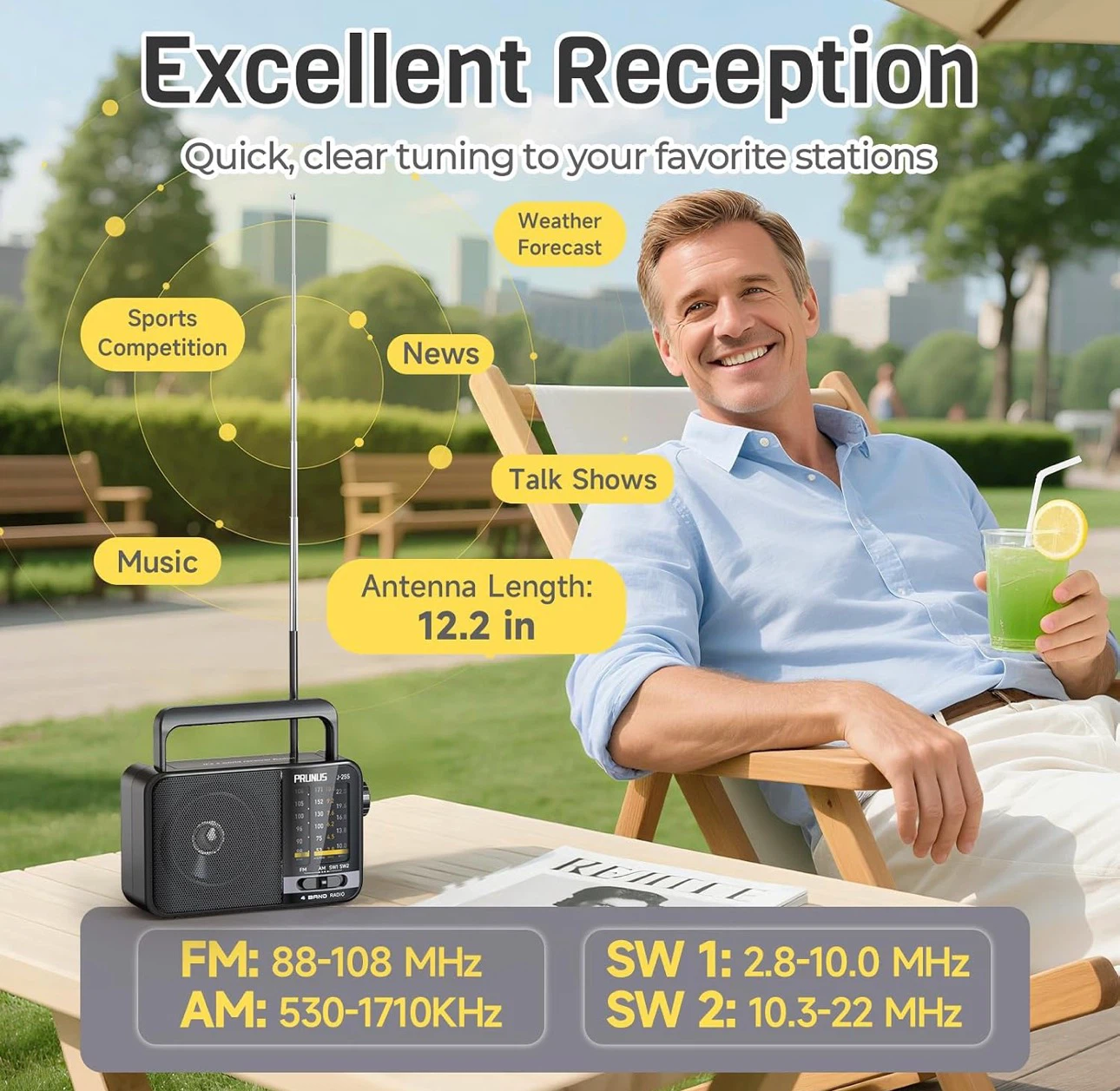 Portable Radio AM FM with Solar, Battery and USB Charging - photo 5