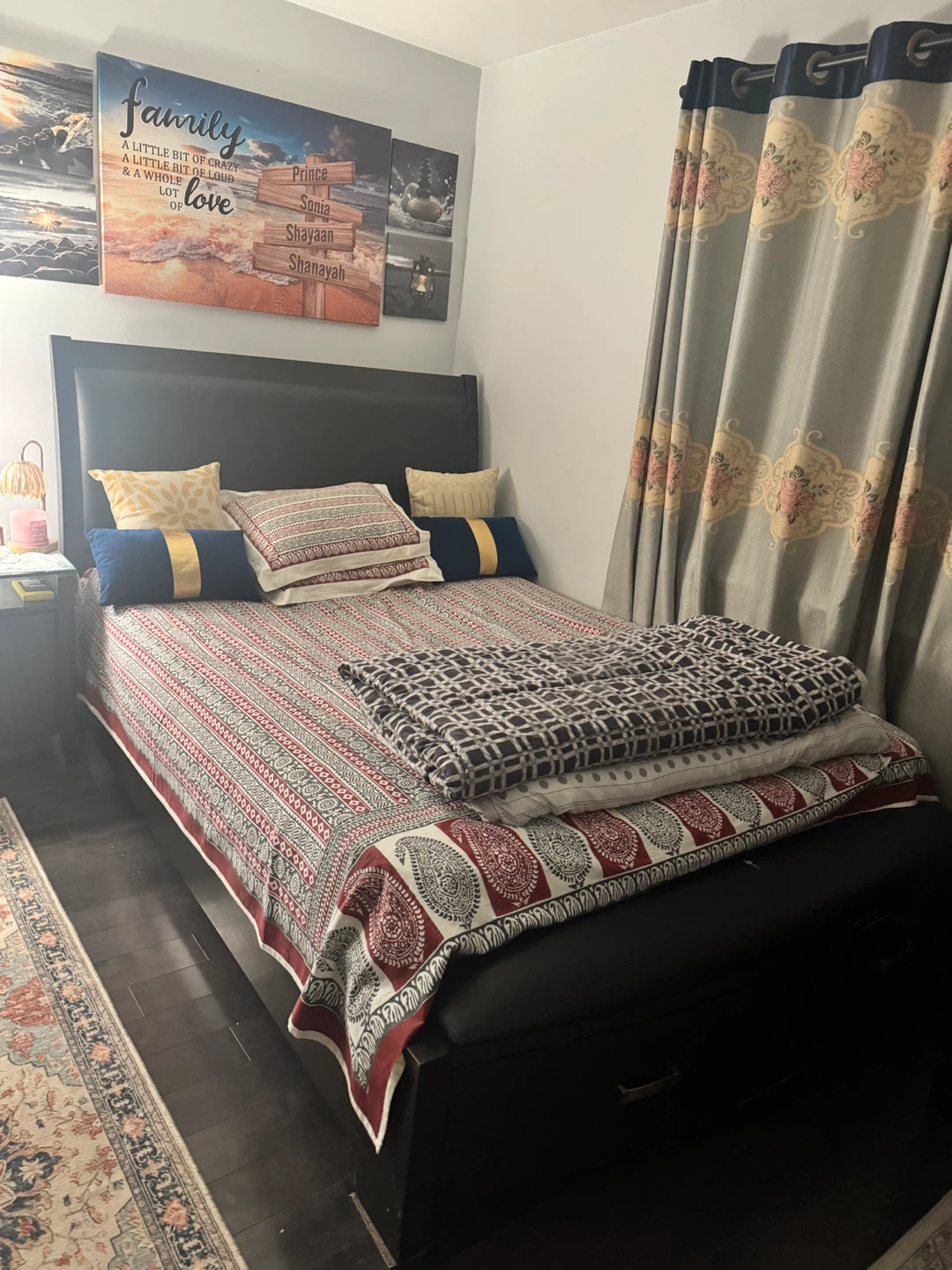 Queen Size Bed Frame with Headboard and a matching nightstand