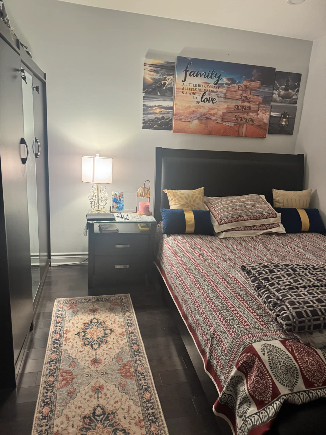 Queen Size Bed Frame with Headboard and a matching nightstand - photo 2