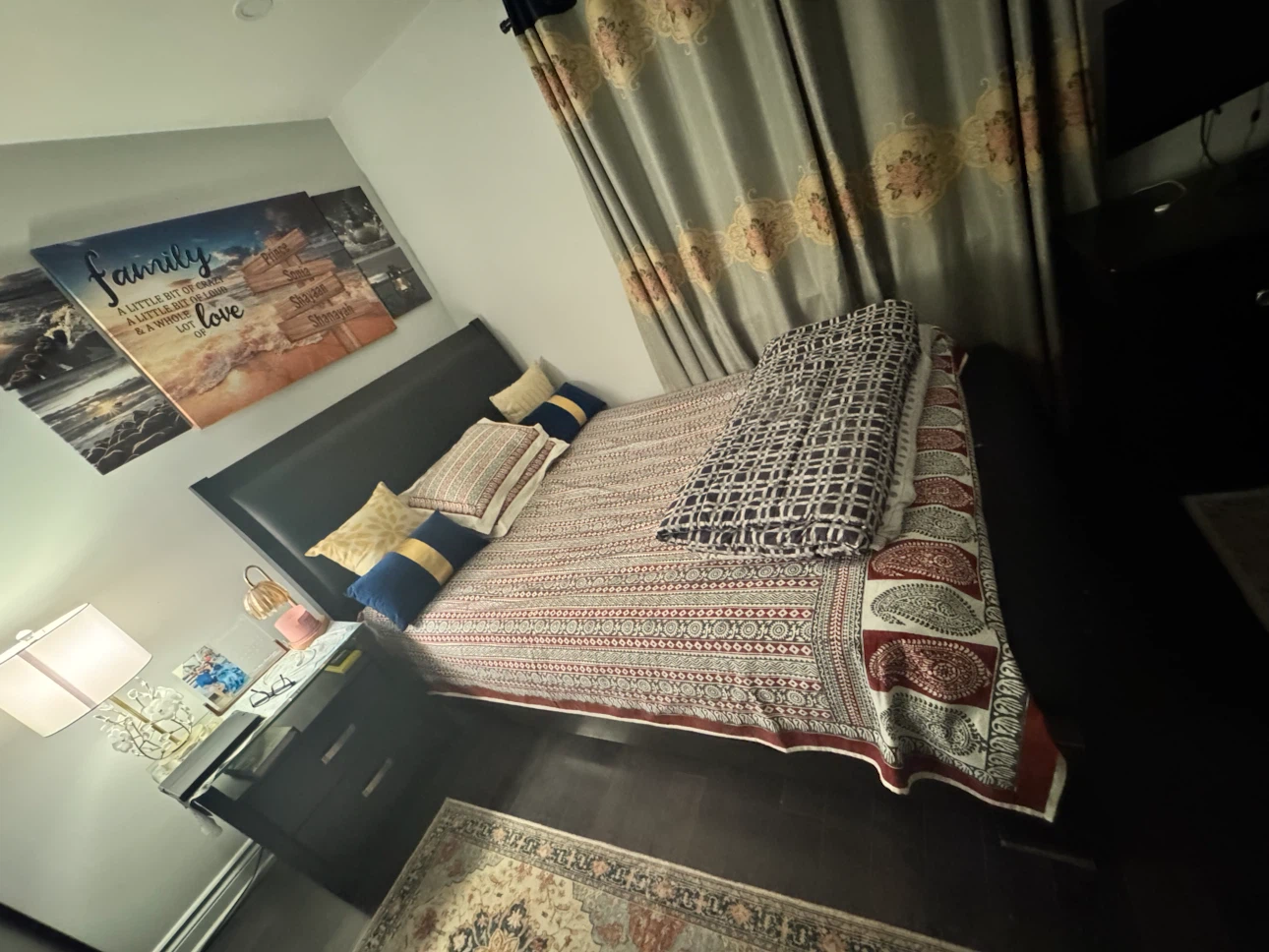 Queen Size Bed Frame with Headboard and a matching nightstand - photo 3