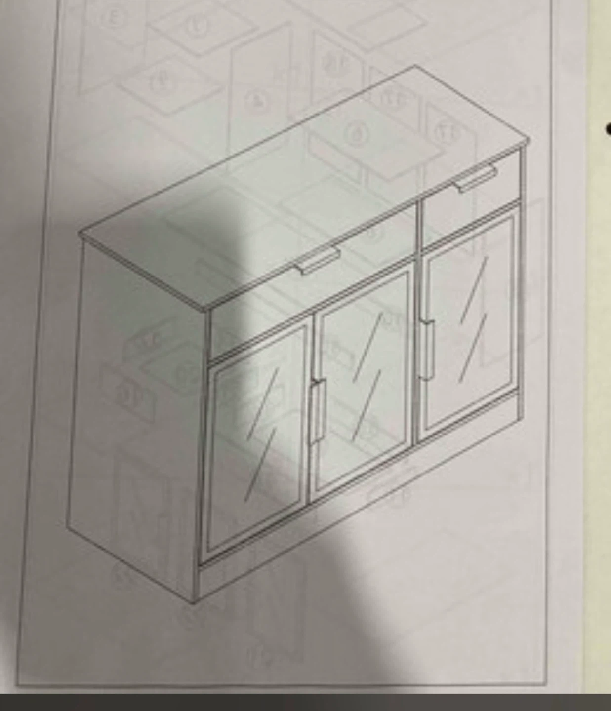 New White: Glass Door Cabinet with Drawers
