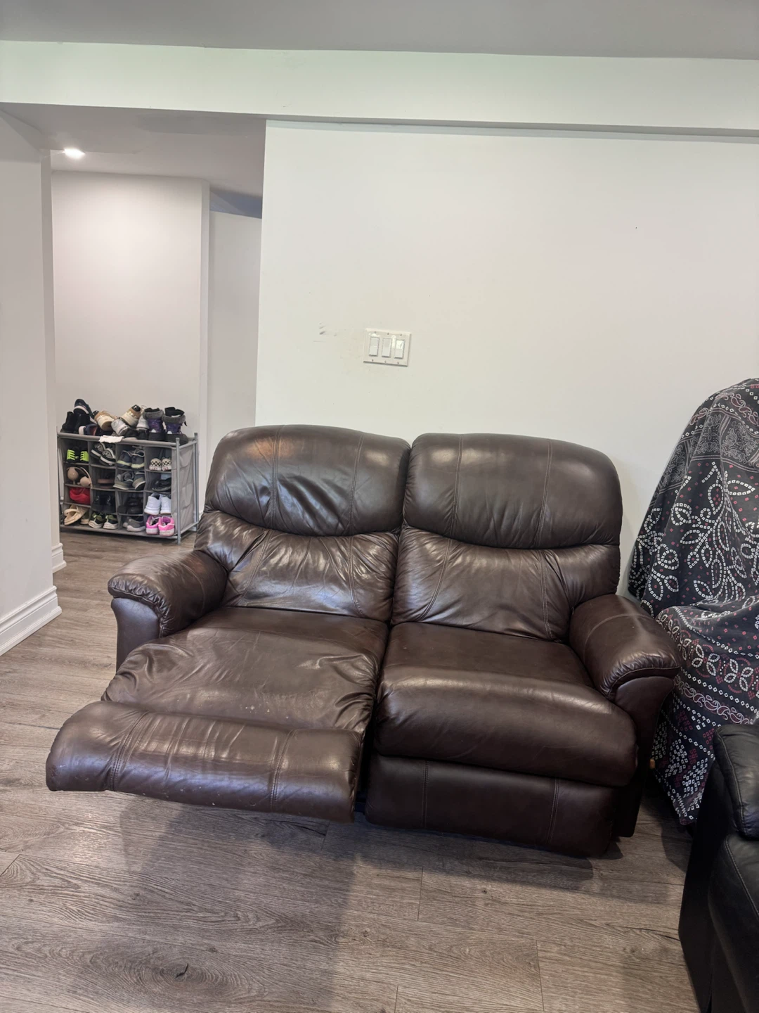Brown Leather Loveseat Recliner - photo 2
