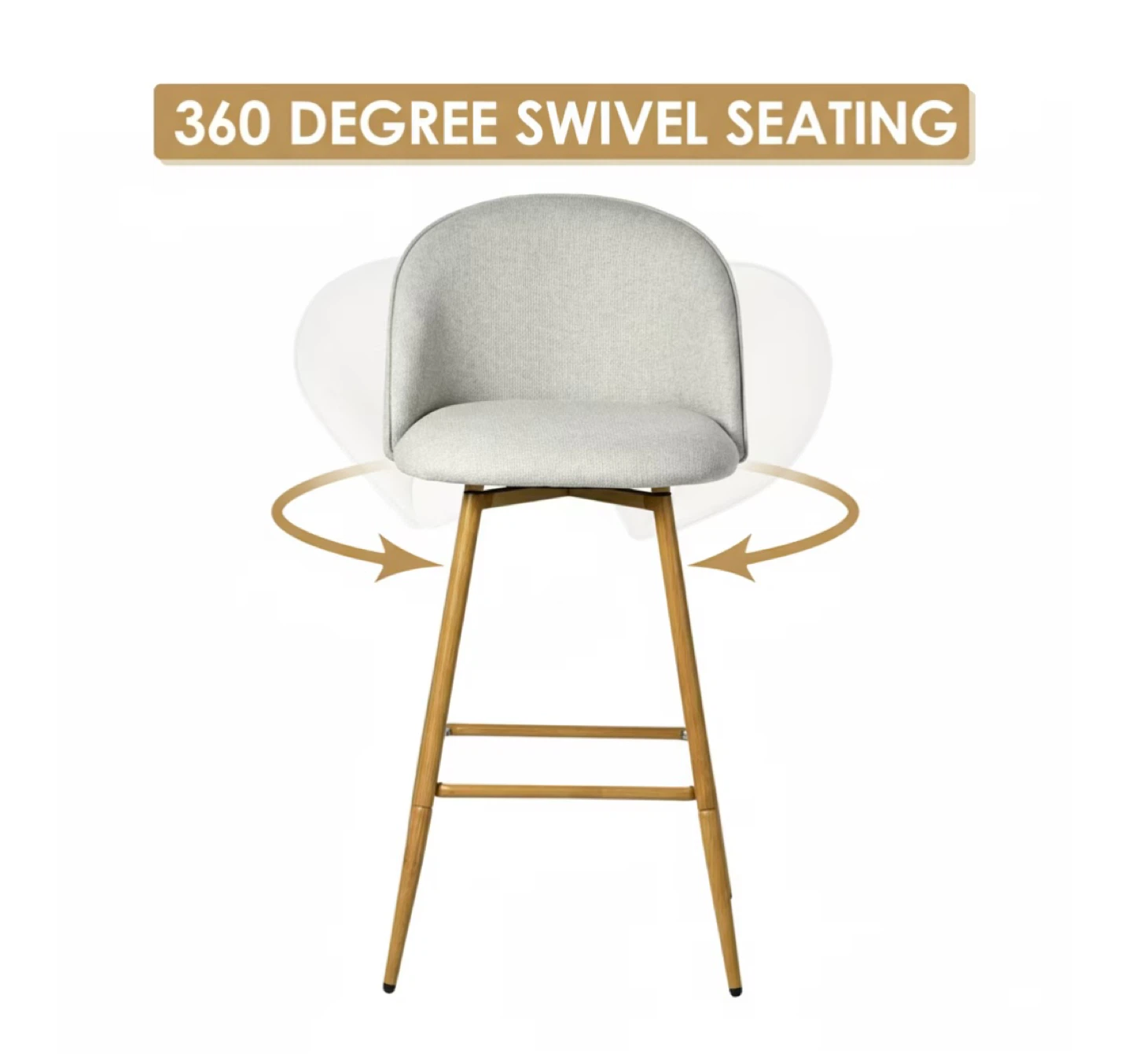 Two Beige Barstools with Fabric Upholstery - photo 5