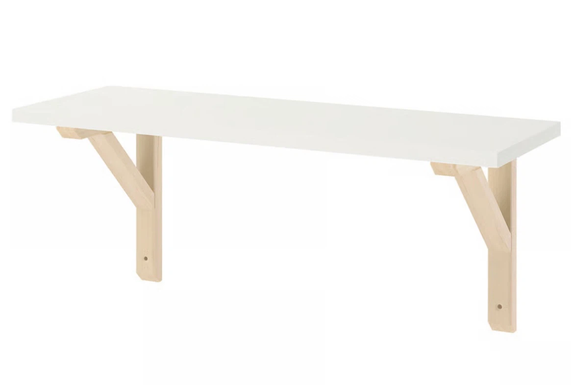 IKEA BURHULT / SANDSHULT Wall Shelf – White/Aspen