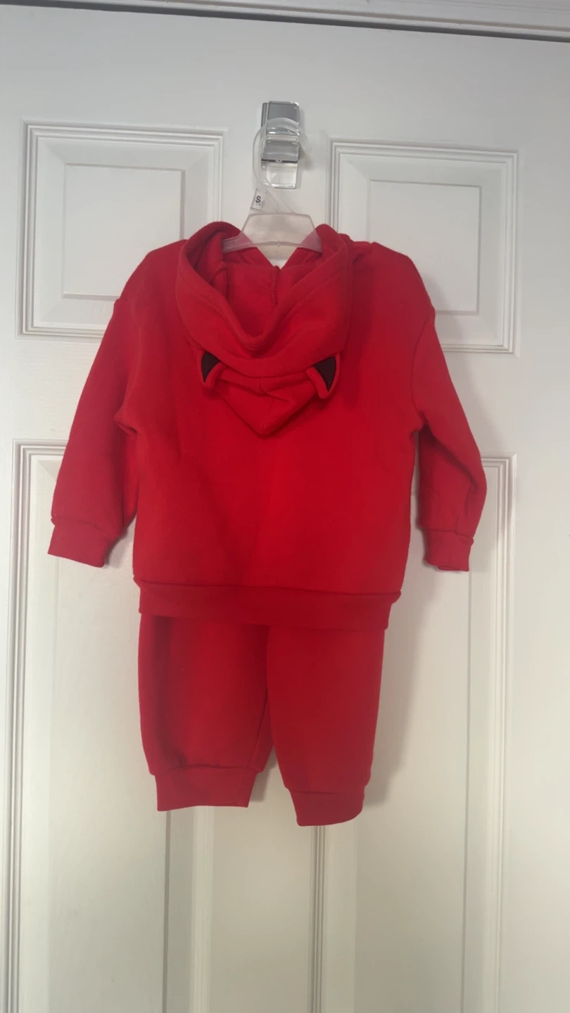 Little Devil Red Hoodie and Pants Set - photo 2