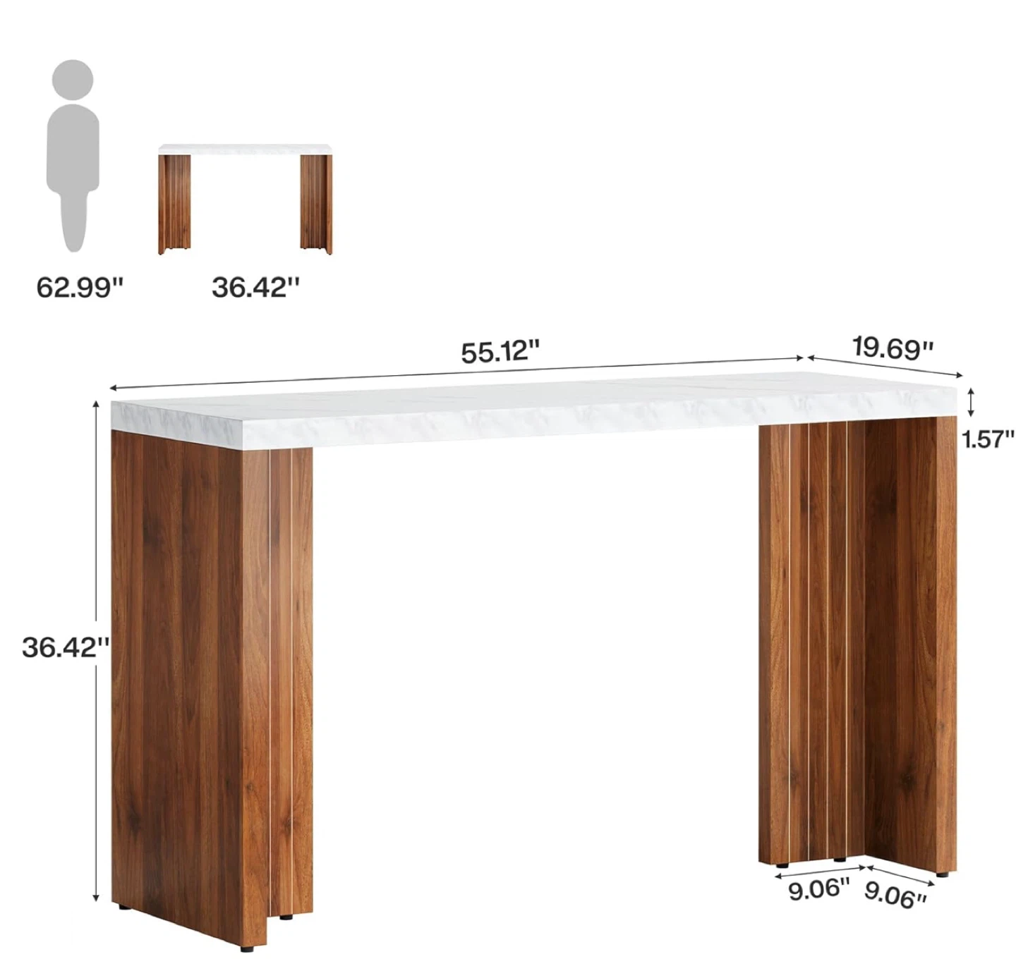 White & Walnut Kitchen Island / Mini Bar Unit - photo 4