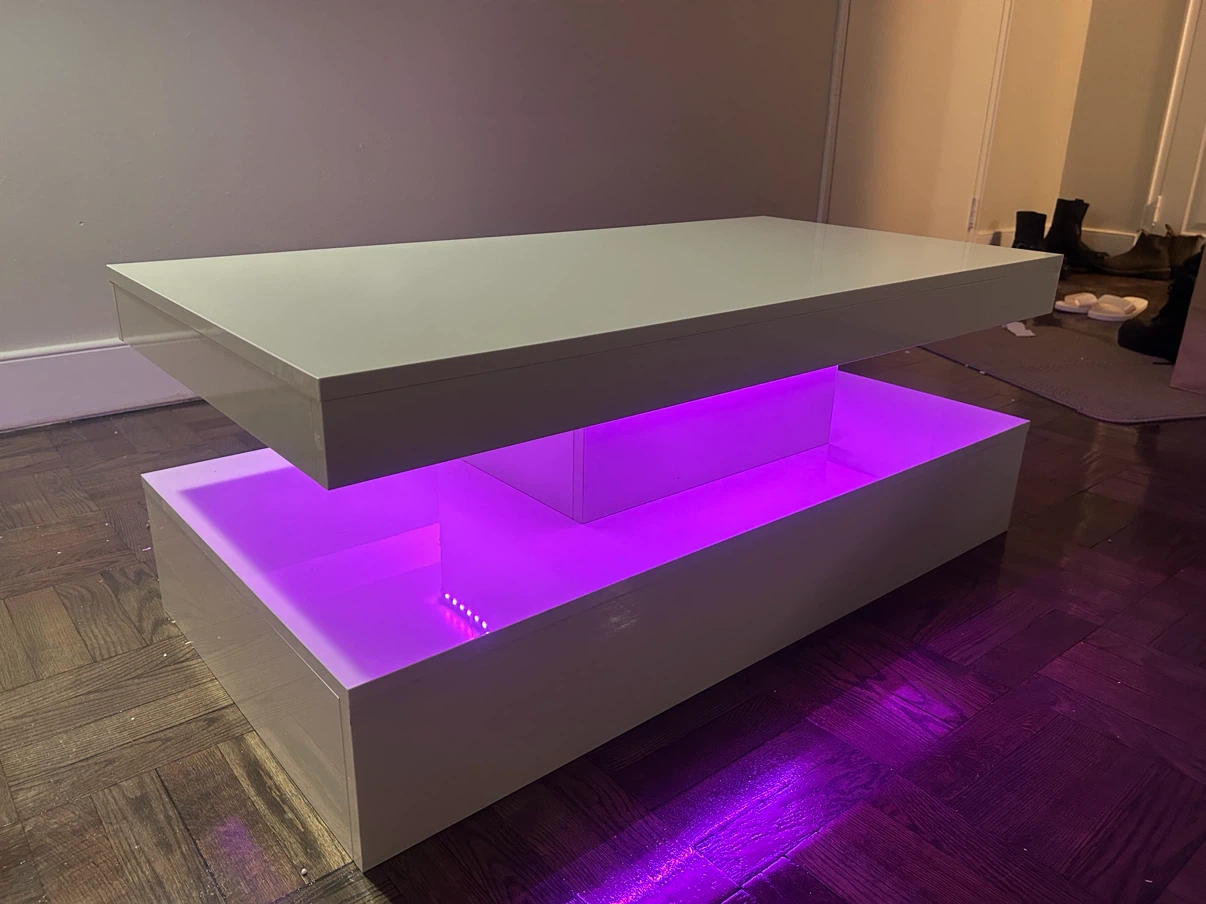 Modern White High Gloss Coffee Table with LED Lights
