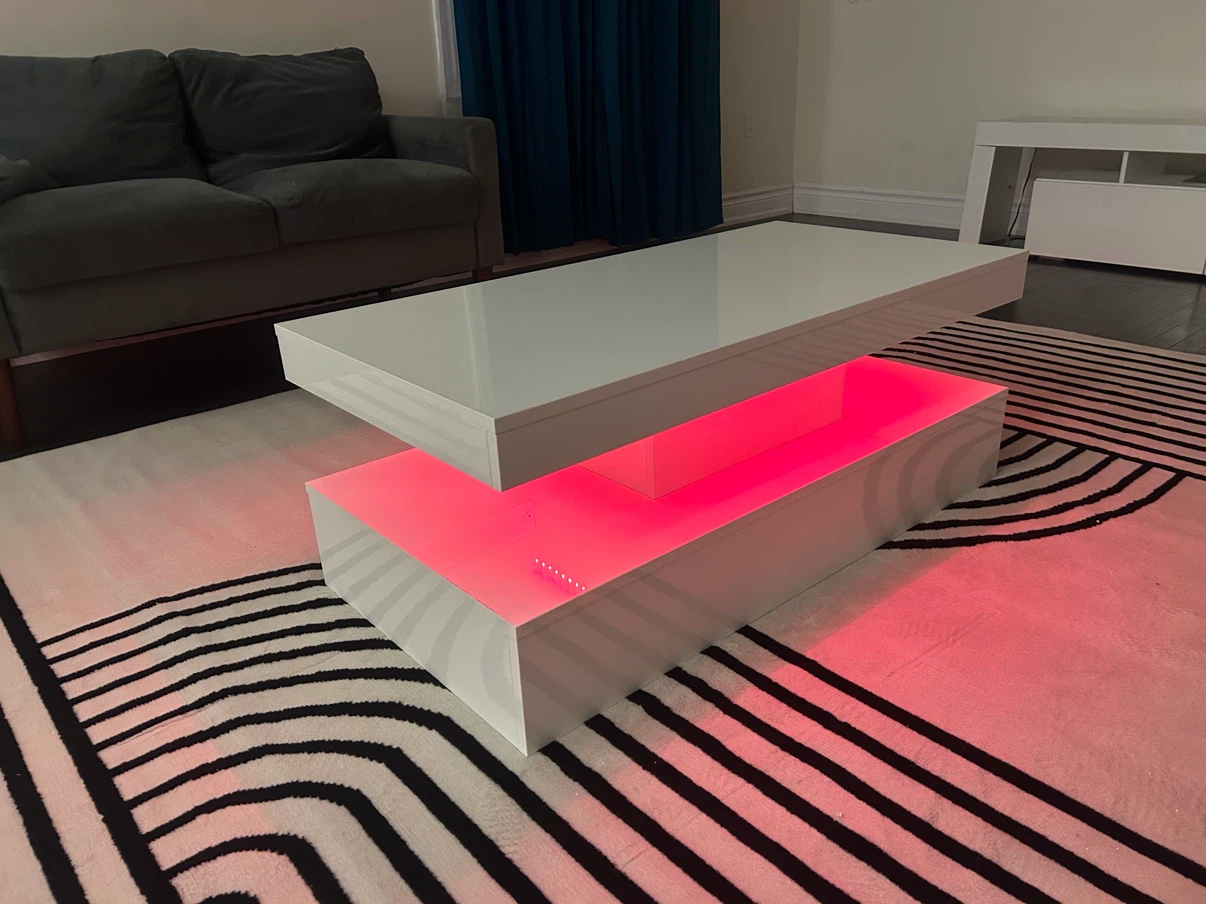 Modern White High Gloss Coffee Table with LED Lights - photo 3
