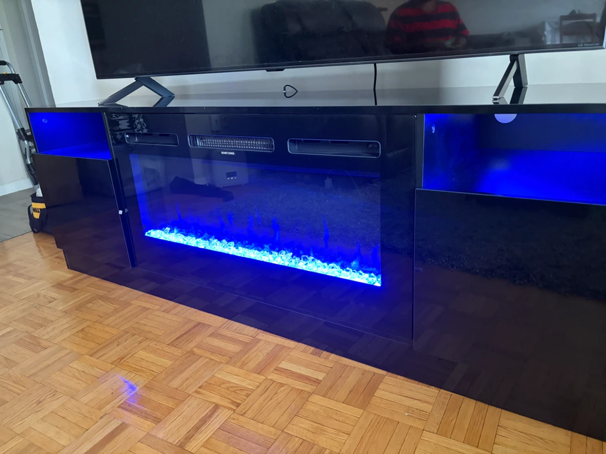 Black Electric Fireplace TV Stand