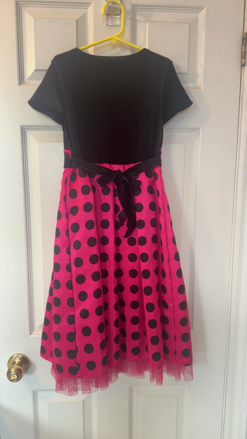 Girls Marc and Maddie Pink Black Polka Dot Dress - photo 2