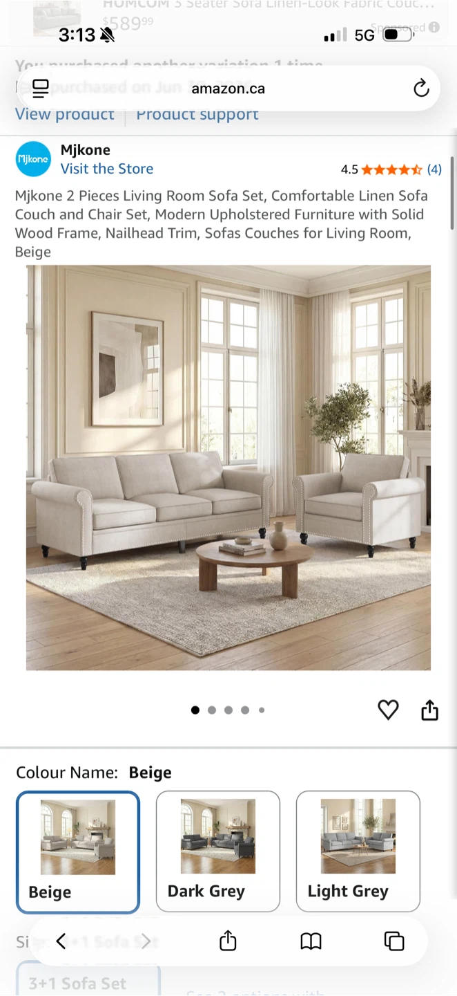 $250- MjKone 2 Pieces Living Room Sofa Set