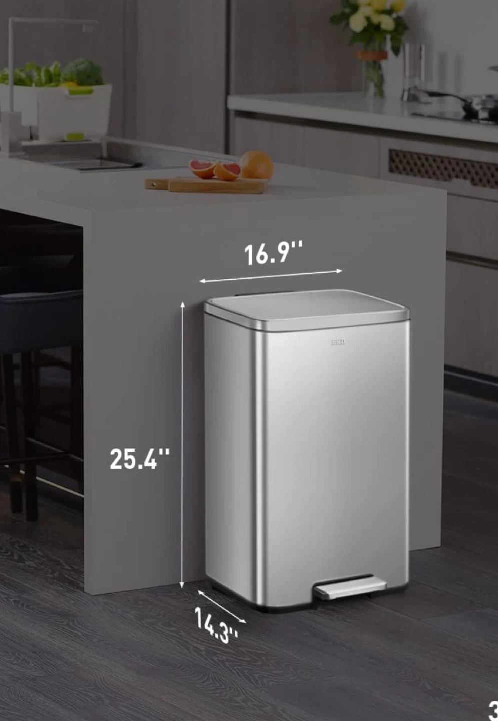 Sleek Stainless Steel Trash Can (EKO Brand) - photo 4