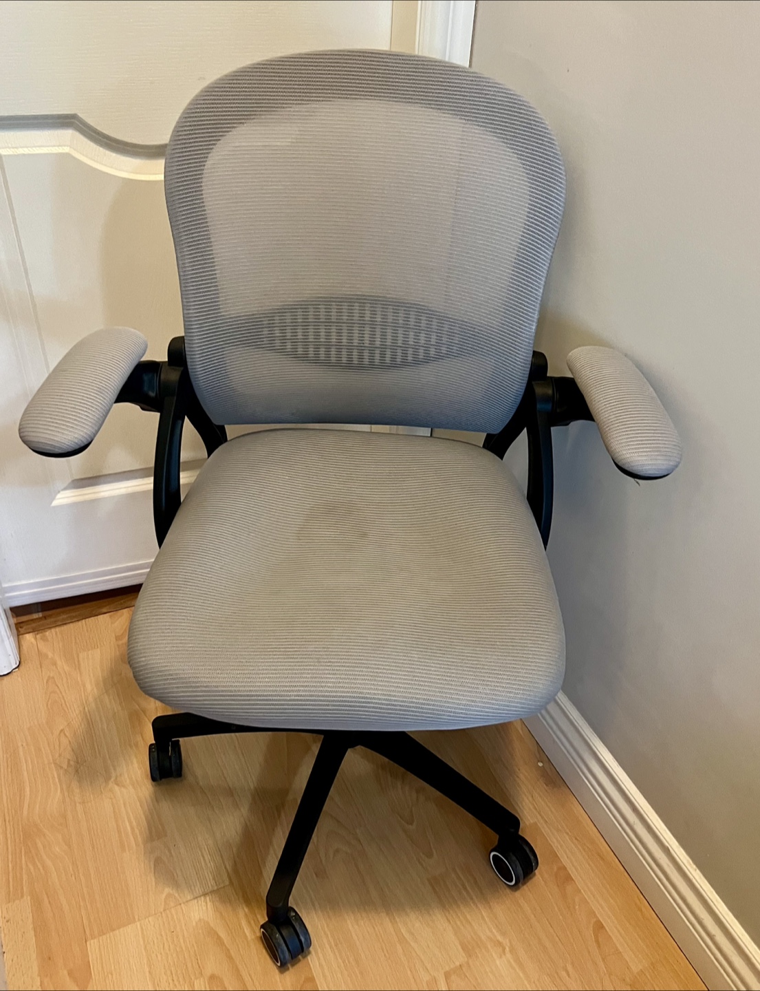 Grey Mesh Office Chair with Adjustable Arms