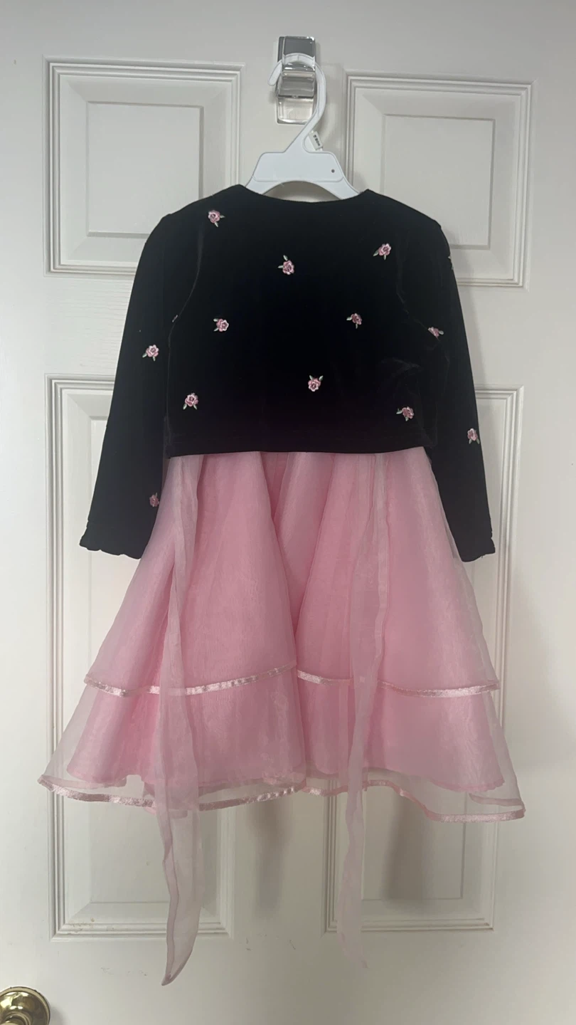 Girls Perfectly Dressed Pink Tulle Dress and Black Jacket Set - photo 2