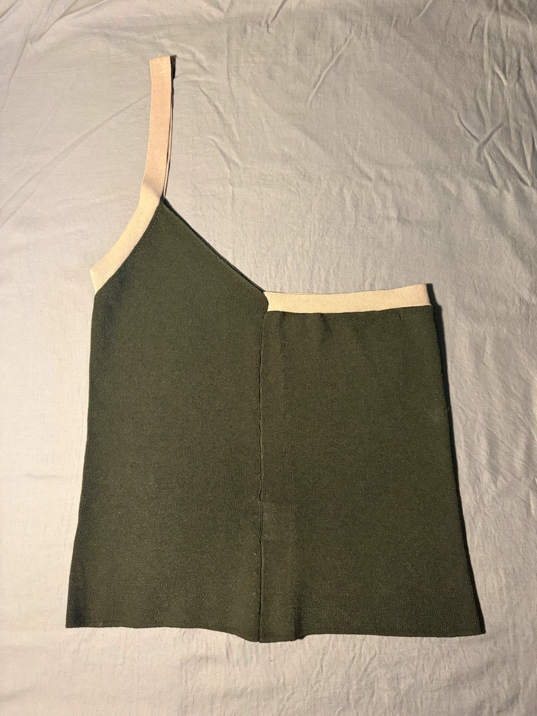 One Shoulder Strap Tank Top Black w Beige Accents - photo 2