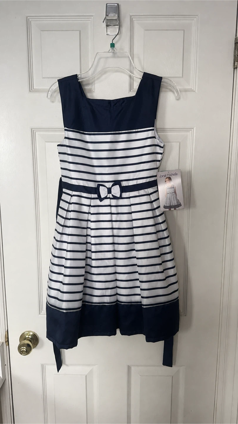 Jona Michelle Girls Striped Dress with Bow