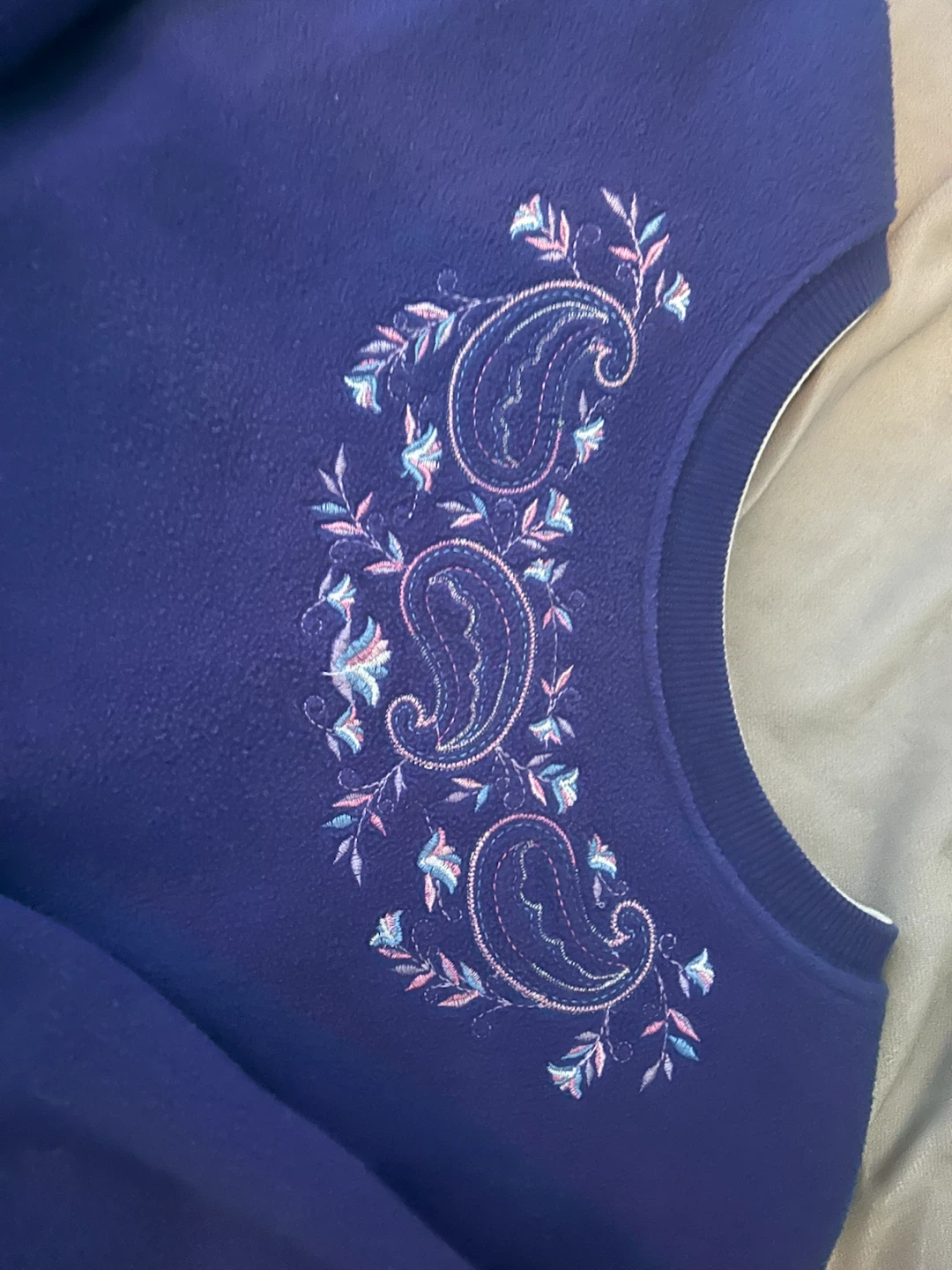 George Classics Blue Fleece Pullover with Paisley Embroidery - photo 2