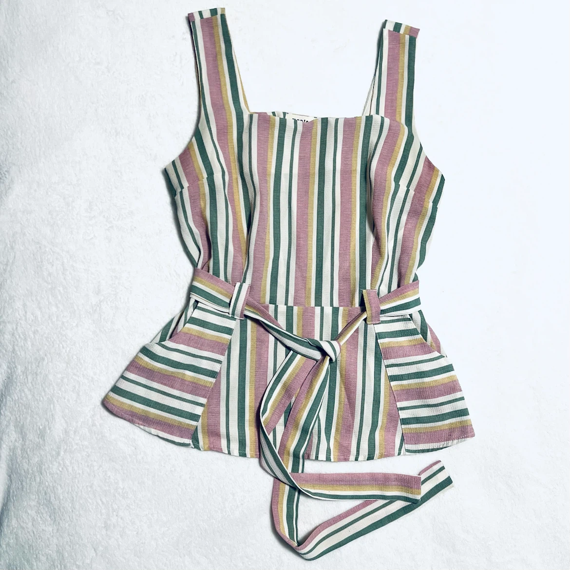 Monteau L.A. Pastel Striped Sleeveless Top size M