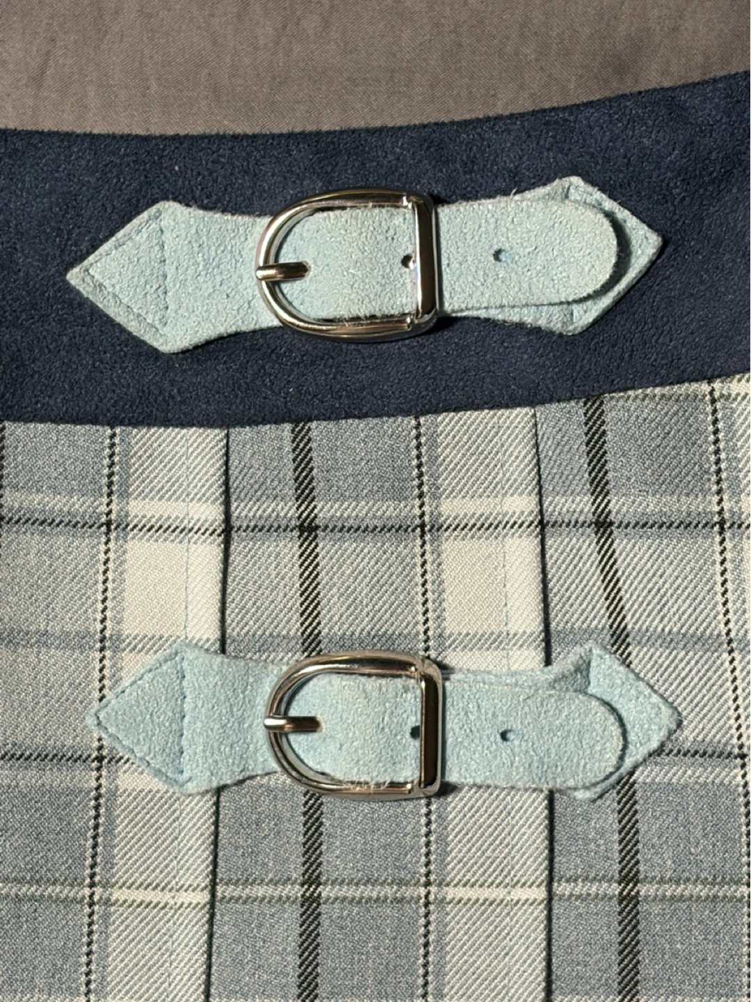 SPA Jeans Plaid Pleated Mini Skirt with Buckle Detail - photo 3