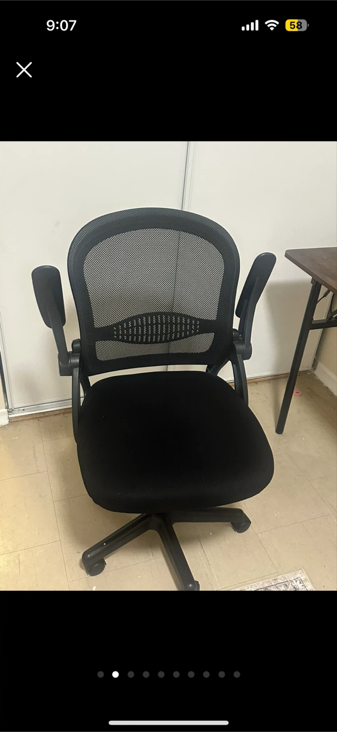 Black Mesh Office Chair with Flip-Up Arms - photo 4