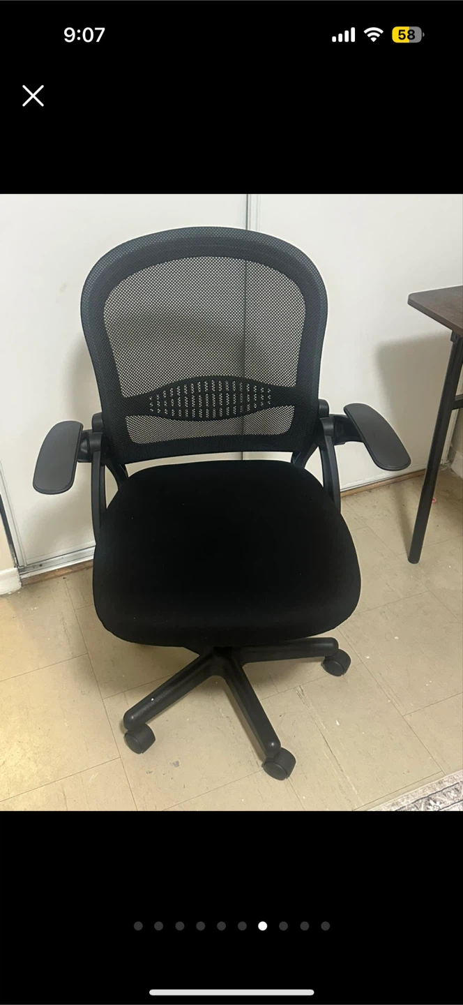 Black Mesh Office Chair with Flip-Up Arms - photo 5