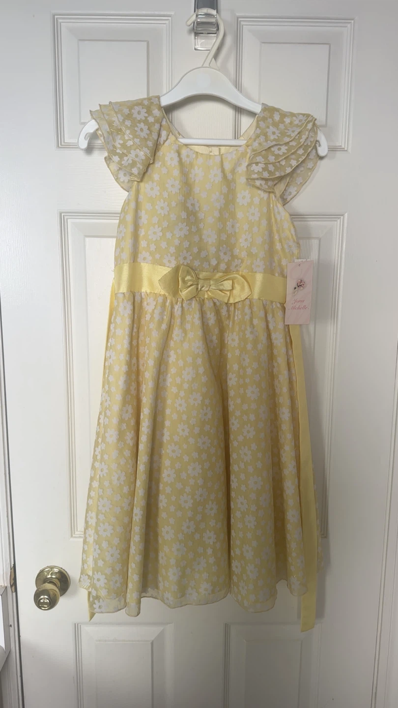 Girls Yellow Daisy Print Dress