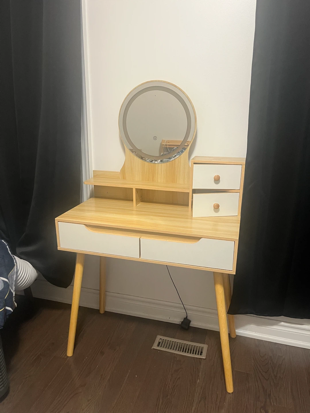 Vanity Desk with LED Mirror and Drawers