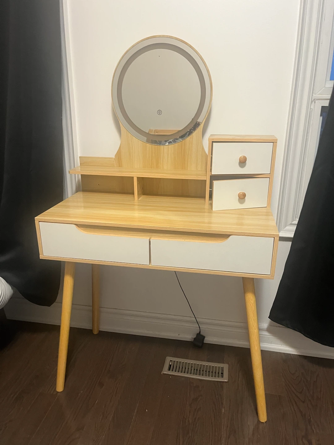 Vanity Desk with LED Mirror and Drawers - photo 2