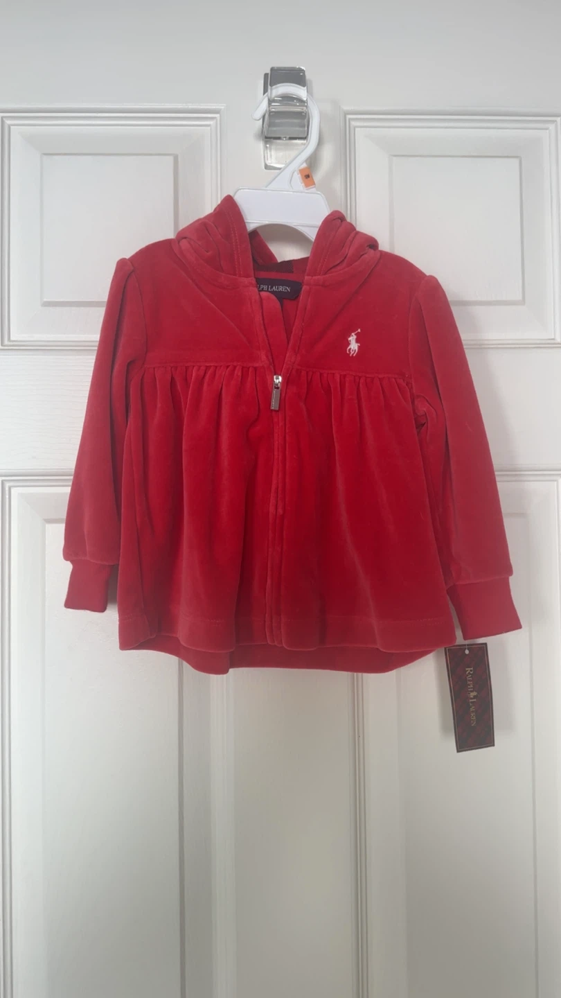 Ralph Lauren Red Velour Tracksuit Set