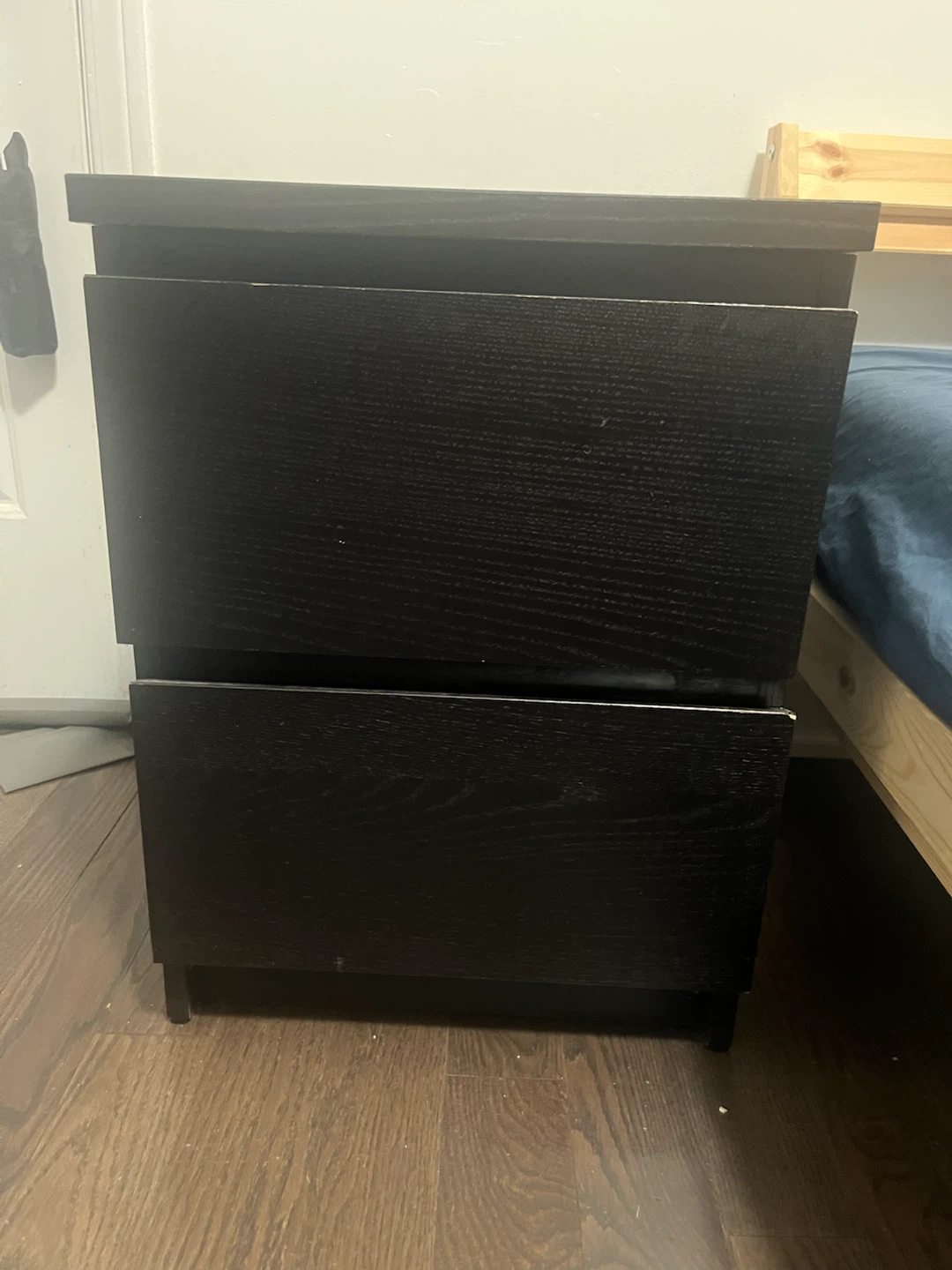 Black 2-Drawer Nightstand