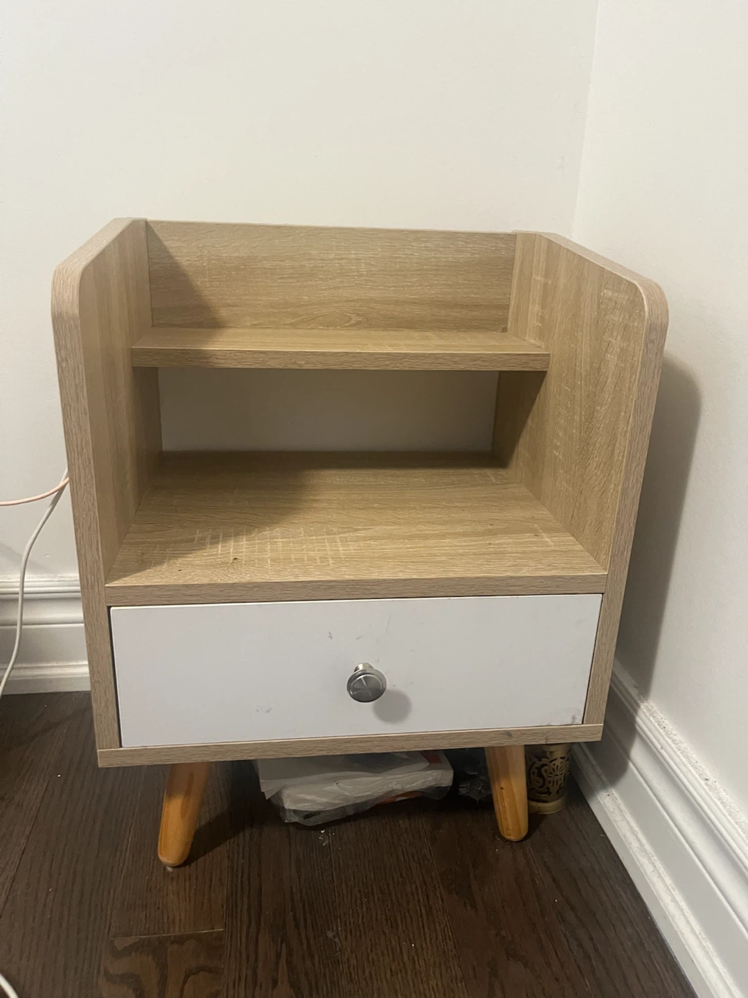 Modern Nightstand with Drawer and Shelf