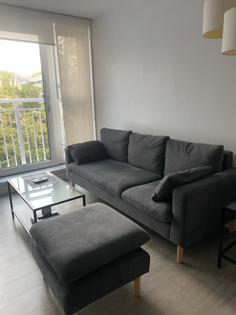 Dark Grey Sectional Sofa with Ottoman