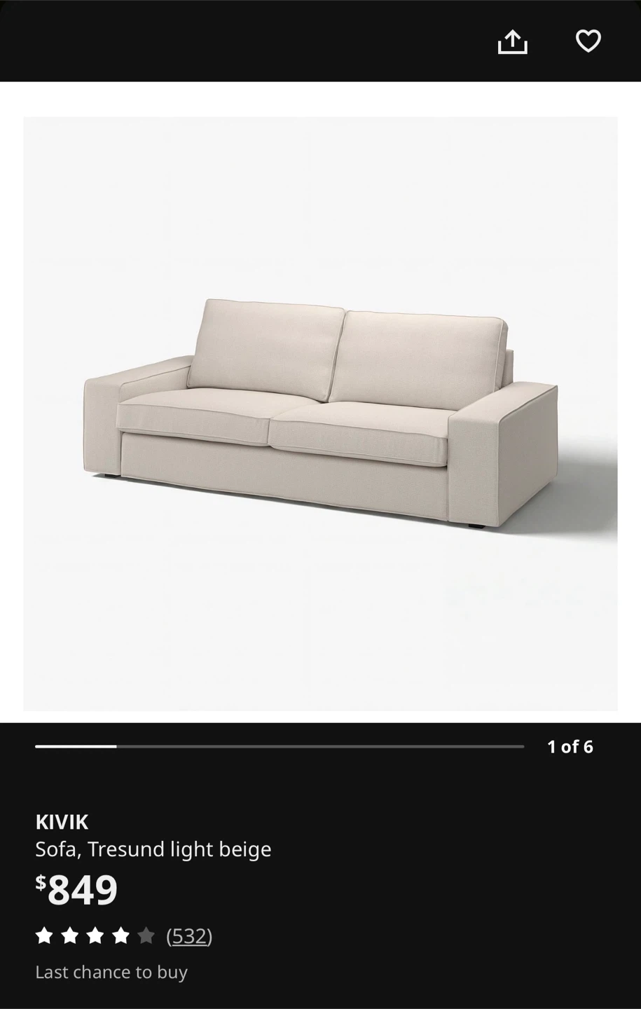 IKEA KIVIK Beige Sofa - photo 5