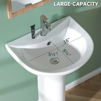 Miuara Vitreous China White Pedestal Sink - photo 2