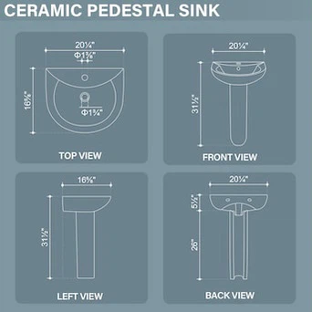 Miuara Vitreous China White Pedestal Sink - photo 3