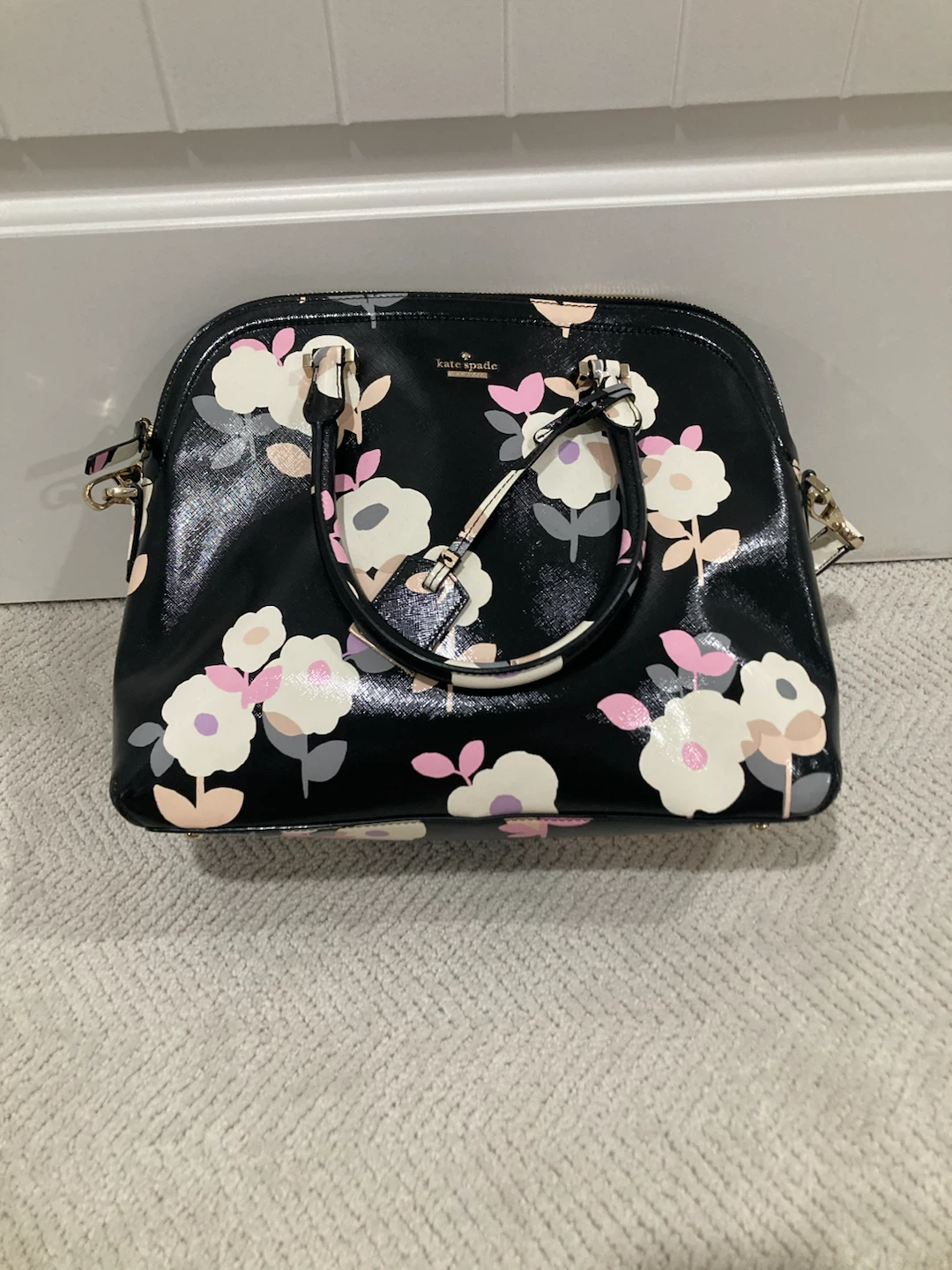 Kate Spade New York Floral Satchel / Crossbody Bag with Dust Bag